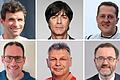 Unterfränkische Namenszwillinge der Sport-Prominenten (oben von links) Thomas Müller, Joachim Löw und Michael Schumacher: (unten von links) Thomas Müller aus Veitshöchheim, Joachim Löw aus Rödles und Michael Schumacher aus Würzburg.