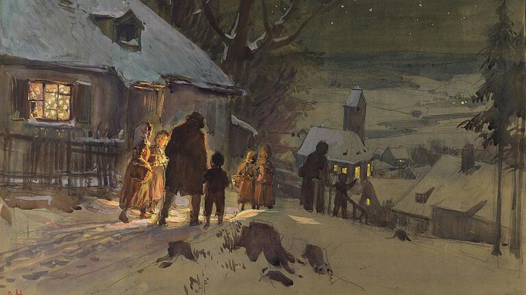 Der Winter von seiner heimeligen Seite: Paul Hey, 'Christnacht', um 1910, ist jetzt im Museum Georg Schäfer in der Winter-Ausstellung zu sehen. Der Winter von seiner heimeligen Seite: Paul Hey, 'Christnacht', um 1910, ist jetzt im Museum Georg Schäfer in der Winter-Ausstellung zu sehen.