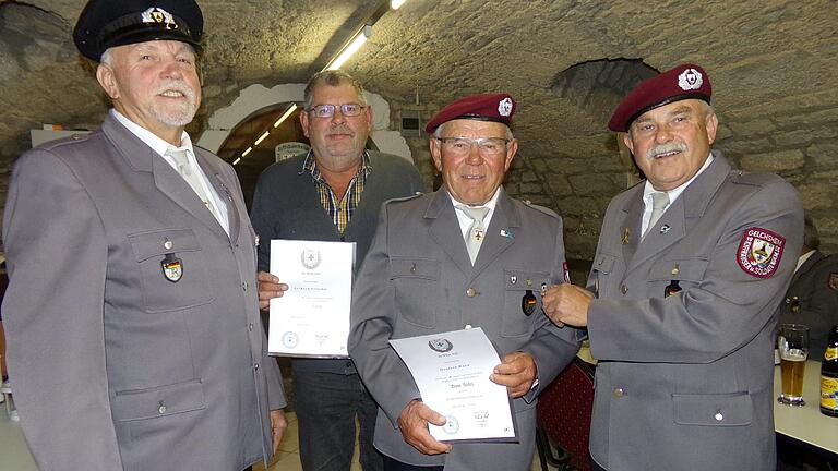 Treue Mitglieder der Gelchsheimer Kyffhäuser: Günter Bogenrieder, Gerhard Frischat, Manfred Rupp und Klaus Hennig.