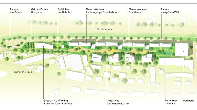 So sieht eine erste Planskizze für das neue Wohngebiete am ehemaligen Etwashäuser Bahnhof aus. Die Idee stammt von Immobilieninvestor und Grundstücksbesitzer Wolfgang Rosentritt.