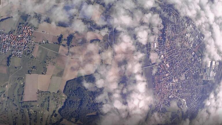 Marktheidenfeld von oben - fotografiert von der Sonde aus.