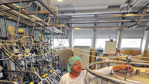 Kritisch: Harald Birkholz prüft die Qualität der Fruchtzubereitungen, die bei Danone täglich containerweise verarbeitet werden.