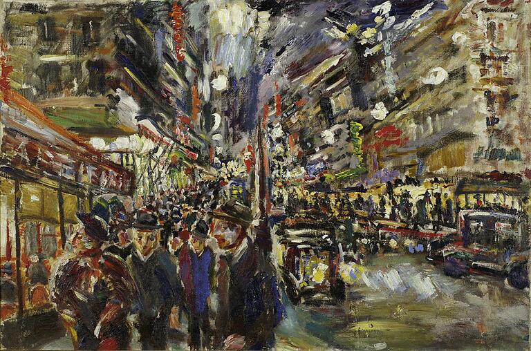Beispiel aus der Sammlung: Robert Liebknecht, Nächtlicher Boulevard-Paris, 1937 Beispiel aus der Sammlung: Robert Liebknecht, Nächtlicher Boulevard-Paris, 1937