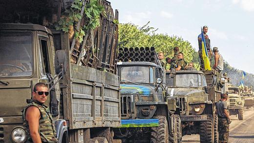 Die Kämpfe werden härter: Ukrainische Soldaten nahe der ostukrainischen Stadt Debalcevo.