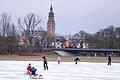 Eislauf-Spaß am Ziegelhüttenweg in Bad Königshofen.