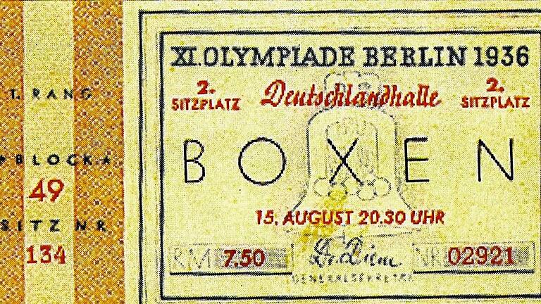 Eintrittskarte für das Boxfinale, Wilhelm Ahles aus Sulzheim war dabei.