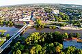 Luftbild der Maxbrücke in Schweinfurt mit Blick auf die Innenstadt. Eine mögliche neue Mainbrücke nach der Idee des Handelsverbandes würde rechts im Bild auf der Höhe des Johanniter-Gebäudes an den Paul-Rummert-Ring angeschlossen.