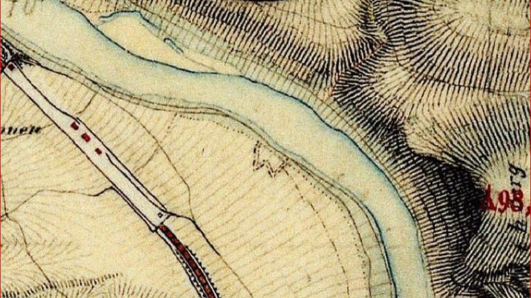 Auf dem Urplan von 1832 zu Trennfeld ist das „W“ der Napoleon-Schanze noch deutlich zu erkennen.