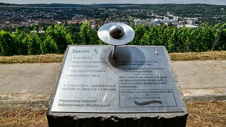 Neben grünen Wiesen und schattigen Plätzchen wartet der Planetenweg auch mit einem Panoramablick über Heidingsfeld auf.