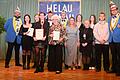 Jede Menge Ehrungen bei der Faschingsgilde Helau Krakau (von links): 2. Sitzungspräsident Stefan Seubert, Nadine Klinger, Julia Holder, Heike Schwöbel-Kurz, FVF Beirat Manfred Schmitt, Gerda Rausch, Manuel Münch, Barbara Thiele, Hannah Thoma, Karolina Schweikert, Pauline Wilhelm, Moritz Rülicke und Sitzungspräsident Michael Kiesel.