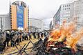 Flammender Protest: Landwirte steckten bei ihrer Demonstration in Brüssel Heuballen an.