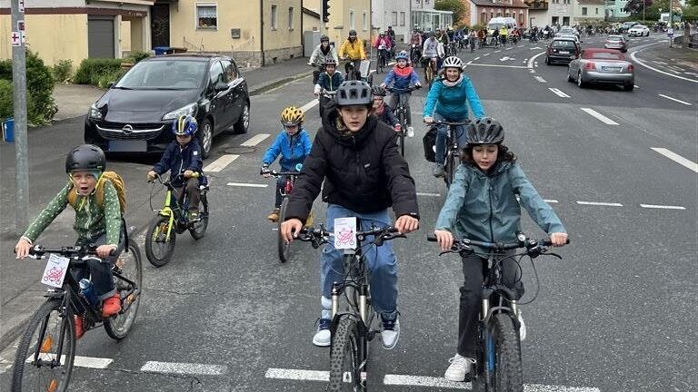 Die Teilnehmer der Fahrraddemo radelten von der Pleichachtalhalle in Versbach zum QR-Code in der Eichhornstraße in der Würzburger Innenstadt.