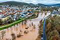 Die Fränkische Saale ist in Bad Kissingen am Mittwoch, 3. Januar, stark über die Ufer getreten.