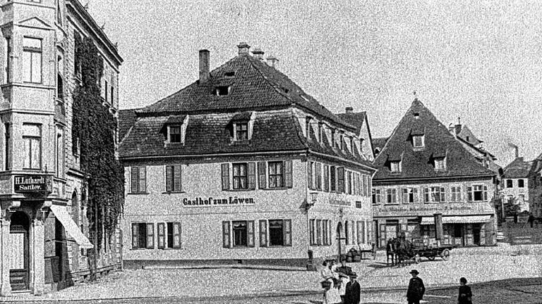 Gasthof zum Löwen, Albrecht-Dürer-Platz, Alte Stadtansichten, Gasthäuser in Schweinfurt, historisch, Schweinfurtführer.de, Peter Hofmann