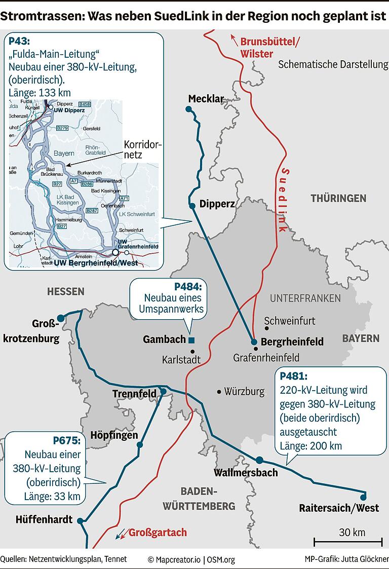 Umstrittene Stromtrasse SuedLink ist längst nicht alles: Welche Stromleitungen in Unterfranken noch geplant sind