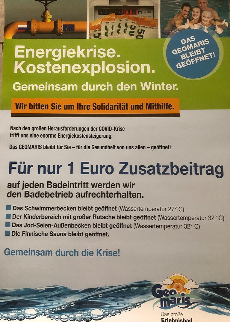 Mit diesem Plakat erklärt die Stadt den im Geomaris erhobenen Energiezuschlag.