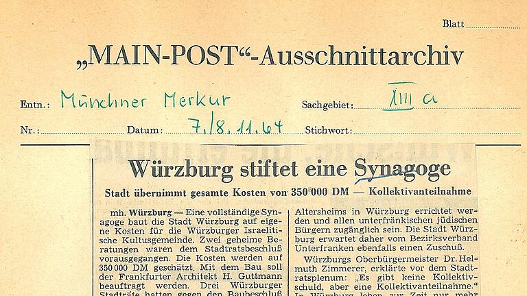 7./8. November 1964, Münchner Merkur: Würzburg stiftet eine Synaoge 7./8. November 1964, Münchner Merkur: Würzburg stiftet eine Synaoge