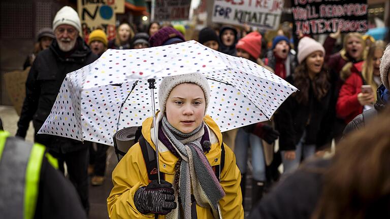 Greta Thunberg bei der 'Fridays for Future'-Klimademonstration am Freitag in Stockholm.