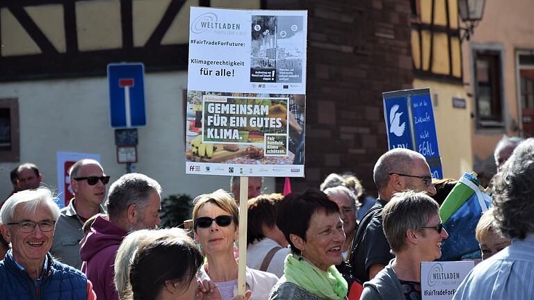 Rund 600 Leute - junge, mittelalte und alte - demonstrierten am Freitag in Lohr für mehr Klimaschutz. Unser Foto entstand am Treffpunkt vor dem Fischertor.