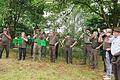 Die Jagdbläser der beiden Kreisgruppen Ebern und Hassfurt gratulierten  musikalisch dem Jagdkurs 2024 zum Jagdschein.