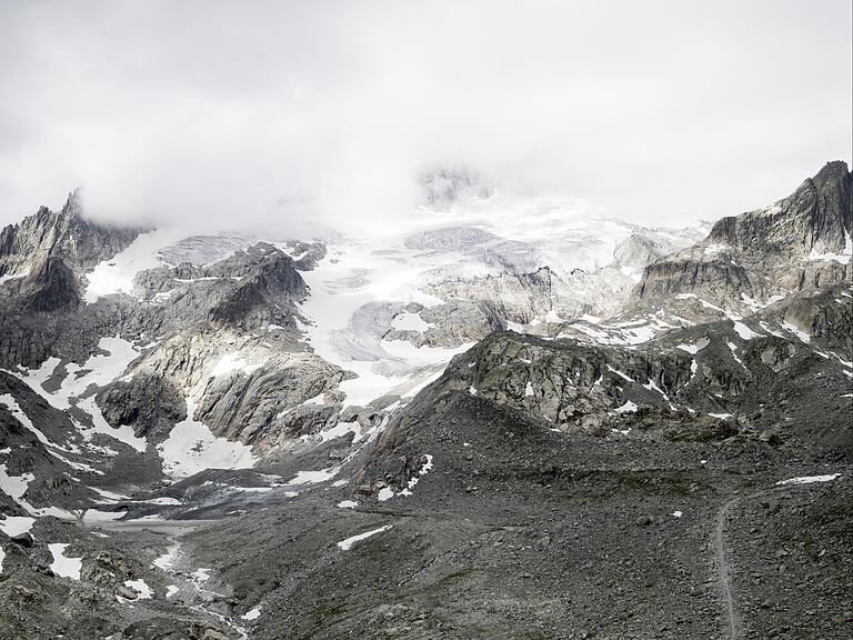 Realp in der Schweiz. Blick von der Albert Heim Hütte.