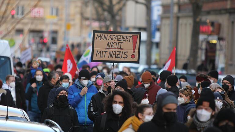 Demonstration des Antifaschistischen Aktionsbündnisses gegen Verschwörungsmythen in Bamberg.