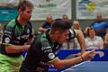Bastian Steger (links) und Martin Allegro besiegelten mit ihrem Sieg im Schlussdoppel den 3:2-Auswärtssieg des TSV Bad Königshofen bei den TTF Ochsenhausen.