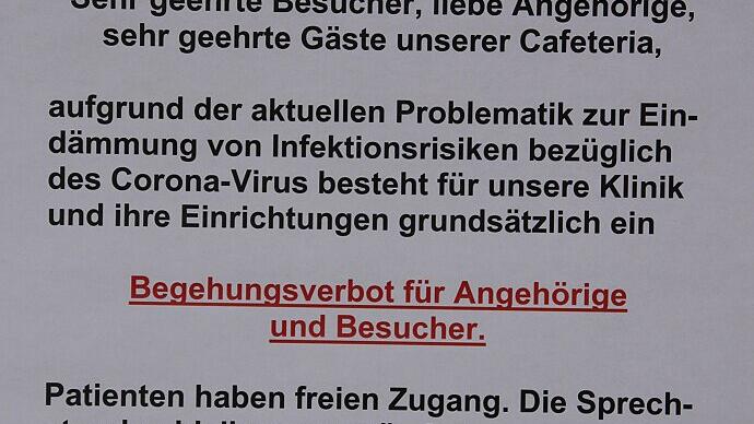 Ein Besuchsverbot soll dazu beitragen, die Ausbreitung des Virus einzudämmen.