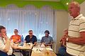 Imam Zahir Durakovic, neben ihm verdeckt Norbert Klaes, begrüßt die Anwesenden (von links): Pfarrer Harald Fritsch vom Ökumenischen Zentrum in Lengfeld, Klaus Dieter Gerth, altkatholischer Priester, Ahmed Bastürk, Sprecher der Muslime in Würzburg, und Michèl Schnabel, Selam Unterfranken.