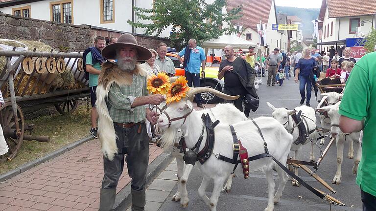 Das Ziegengespann fuhr die Partymeile auf und ab.