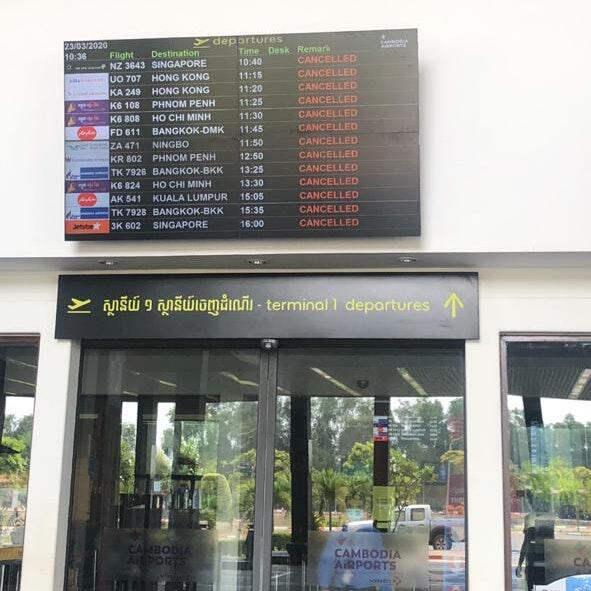 Am Flughafen in Phnom Penh werden viele Flüge gestrichen.