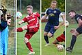 Bernd Waizmann (von links), Janik Full, Tim Hofbauer und Sebastian Reinstein, allesamt Spielführer ihrer Fußballmannschaften, erklären, was sie von der neu eingeführten Kapitänsregel halten.