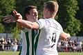Jubel über die 1:0-Führung des FC Gössenheim: Torschütze Kilian Wehner (links) und Vorbereiter Jonas Heim feiern.