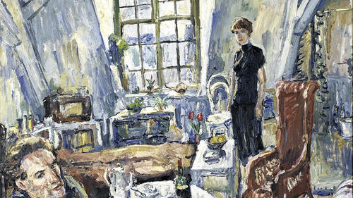 Franz Frank: Interieur mit Weintrinker, 1958.