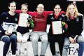 Das in Jena erfolgreiche Frauenflorett-Quartett mit Trainer Simone Cappelletto.