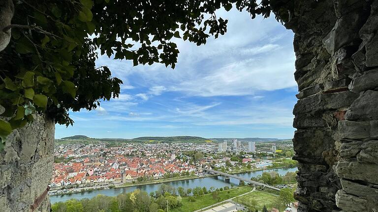 Wegen Aussichten wie dieser kommen Touristen gern nach Main-Spessart: Der Blick von der Burgruine Karlsburg auf Karlstadt.