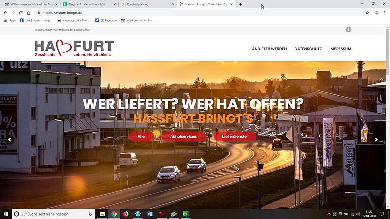 'Haßfurt bringts' - Das Onlineportal der Kreisstadt hat seinen Betrieb aufgenommen. Firmen, Geschäfte und Dienstleister können sich hier kostenlos eintragen lassen. In Coronazeiten besonders gerne studiert werden zum Beispiel die Angebote der Gastronomie, die hier ihre Mitnahmespeisen offerieren.