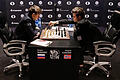 Schach-WM       -  Die neunte Partie der Schach-WM zwischen Sergej Karjakin und Magnus Carlsen endete wieder mit einem Remis. Foto: Peter Foley