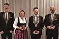 Im Bild 1. Schützenmeister Wolfgang Back, 2. Ritter Reinfriede Then, Schützenkönig Manuel Müller und 1. Ritter Timo Schmitt.