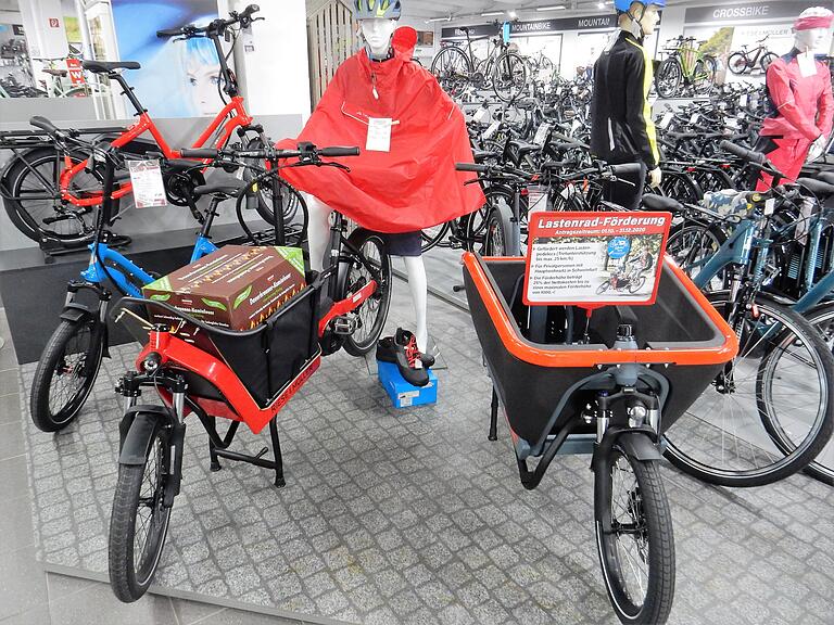 Lastenfahrräder beim Radmarkt Schauer. Lastenfahrräder beim Radmarkt Schauer.