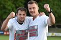 Jaaa! Die spielenden Coaches Lucas Berger (links) und Vladimir Slintchenko freuen sich über den Kreisliga-Aufstieg ihrer SG Dittelbrunn.