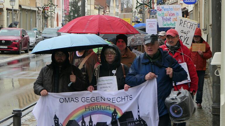 Mit einem angemeldeten Demonstrationszug durch die Haßfurter Innenstadt erinnerten die 'Omas gegen Rechts' an die Wichtigkeit der Menschenrechte. Mit einem angemeldeten Demonstrationszug durch die Haßfurter Innenstadt erinnerten die 'Omas gegen Rechts' an die Wichtigkeit der Menschenrechte.