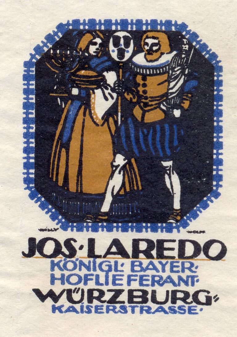 Eine Reklamemarke der Firma Laredo, die in der Kaiserstraße ihren Sitz hatte. Eine Reklamemarke der Firma Laredo, die in der Kaiserstraße ihren Sitz hatte.