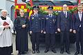 Pfarrer Msgr. Otto Barth, Pfarrerin Ronja Vinzent, 1. Vorsitzender Raphael Wirth, Stv. Kommandant Volker Stauder, Ltd. Branddirektor Harald Rehmann, OB Christian Schuchardt.