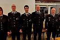 Die neue Führung der Freiwilligen Feuerwehr Euerbach wurde vom Gemeinderat bestätigt: (von links) Bürgermeisterin Simone Seufert, stellvertretender Kommandant Marcus Englert, stellvertretender Kommandant Simon Weigand, Kommandant Phillipp Kirchner, Kreisbrandmeister Rainer Wischer, Kreisbrandinspektor und  ehemaliger Kommandant Andreas Schraut.