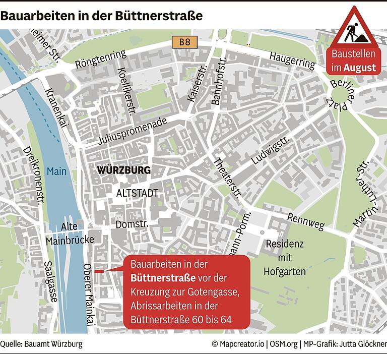 Hier droht im August 2024 Staugefahr in Würzburg: Alle Baustellen, Sperrungen und praktische Umleitungen im Überblick