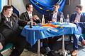 Bernd Posselt, Philipp Siegert (HSS), Daniel Nagl und Manuel Knoll diskutierten im Roxy Kino auf Einladung von PEJ und CSU über die deutsch-französischen Beziehungen.