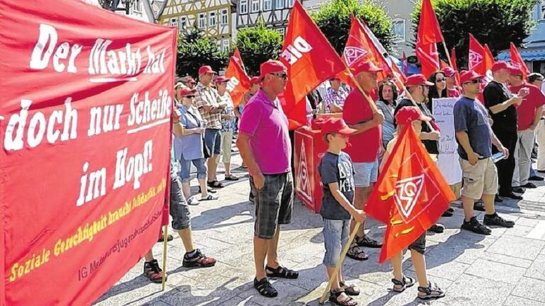 Für mehr Gerechtigkeit: Die IG Metall wollte damals mit Veranstaltungen in der Region wie hier in Tauberbischofsheim das Sparpaket der Bundesregierung verhindern.