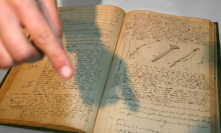 Ein Feldtagebuch der Amerika-Reise von 1799 bis 1804 von Alexander von Humboldt, das sein Reisebegleiter, der Botaniker Aimé Bonpland zusammen mit Humboldt führte. Ein Feldtagebuch der Amerika-Reise von 1799 bis 1804 von Alexander von Humboldt, das sein Reisebegleiter, der Botaniker Aimé Bonpland zusammen mit Humboldt führte.