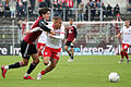 Benyas Solomon Junge-Abiol (rechts) und die Würzburger Kickers mussten sich gegen den 1. FC Nürnberg II (links&nbsp;Nikola Komljenovic ) mit einem Punkt zufrieden geben.